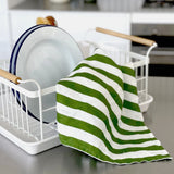 Father Rabbit | Tea Towel | Olive Stripe