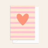 Coral Heart Stripe Card
