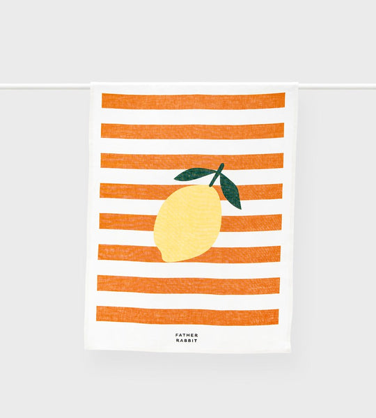 Father Rabbit | Tea Towel | Lemon Stripe