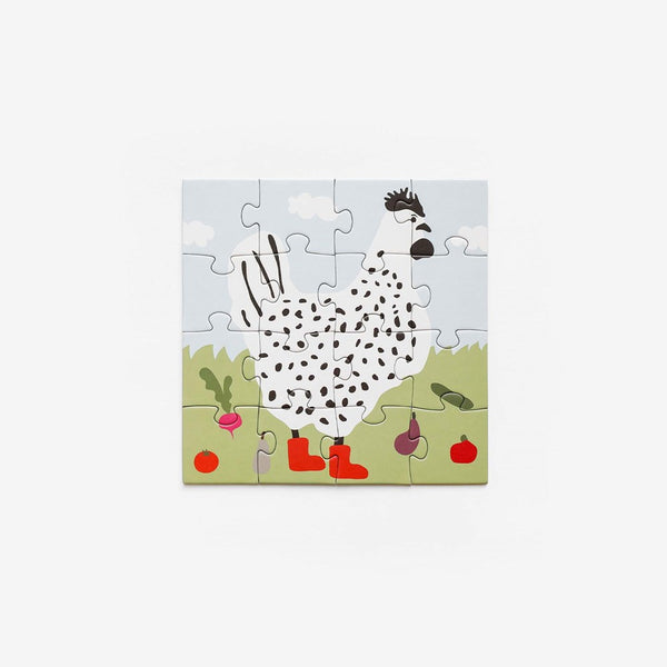 Father Rabbit | Rooster Red Boots 16 Piece Puzzle | Hanging Gift Box
