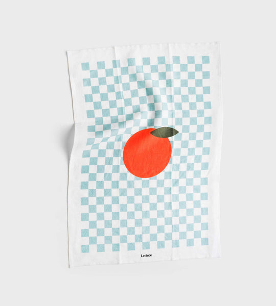 Lettuce | Tea Towel | Micro Checkers Orange